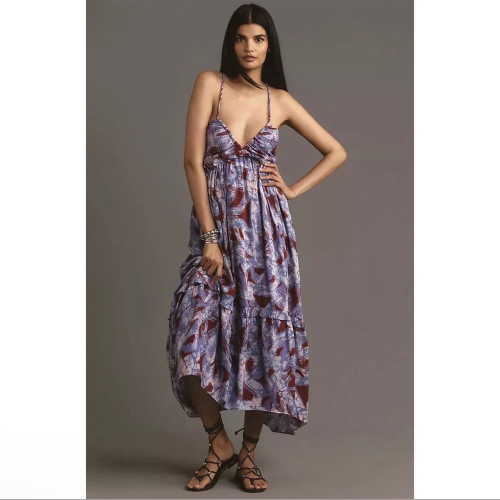 By Anthropologie Sleeveless V-Neck A-
Line Midi Dress